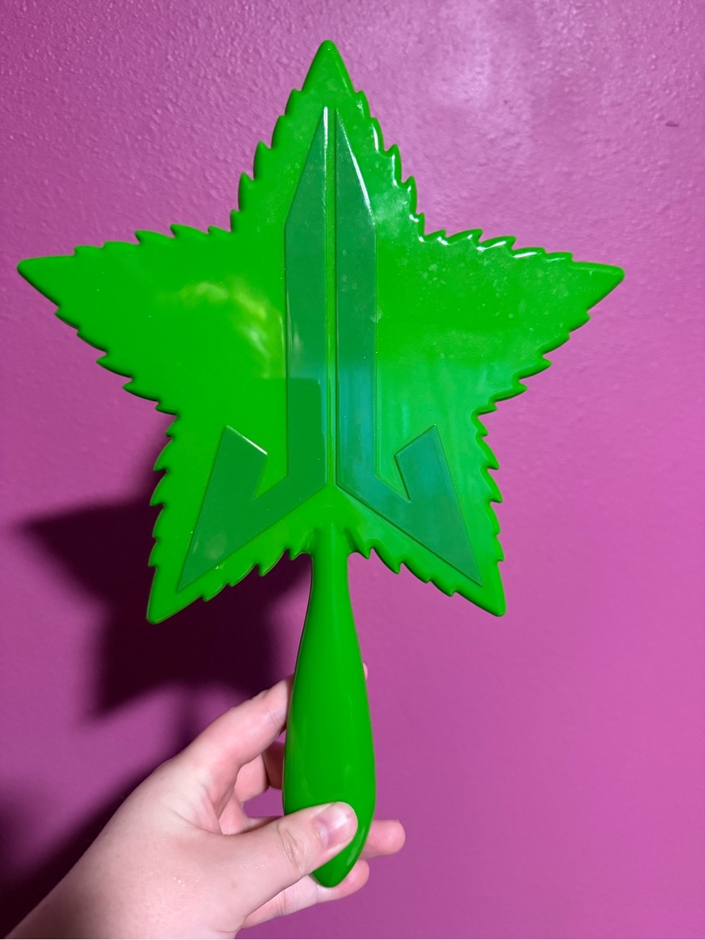 Green Star Handheld Party Fan - Bright Green Decorative Fan